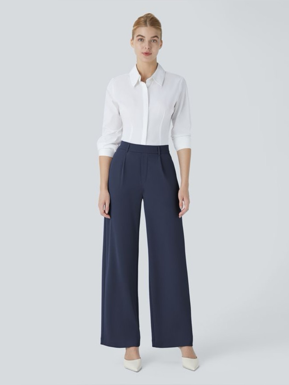 Halara Flex Navy High Waisted Straight Leg Work Pants Sz S